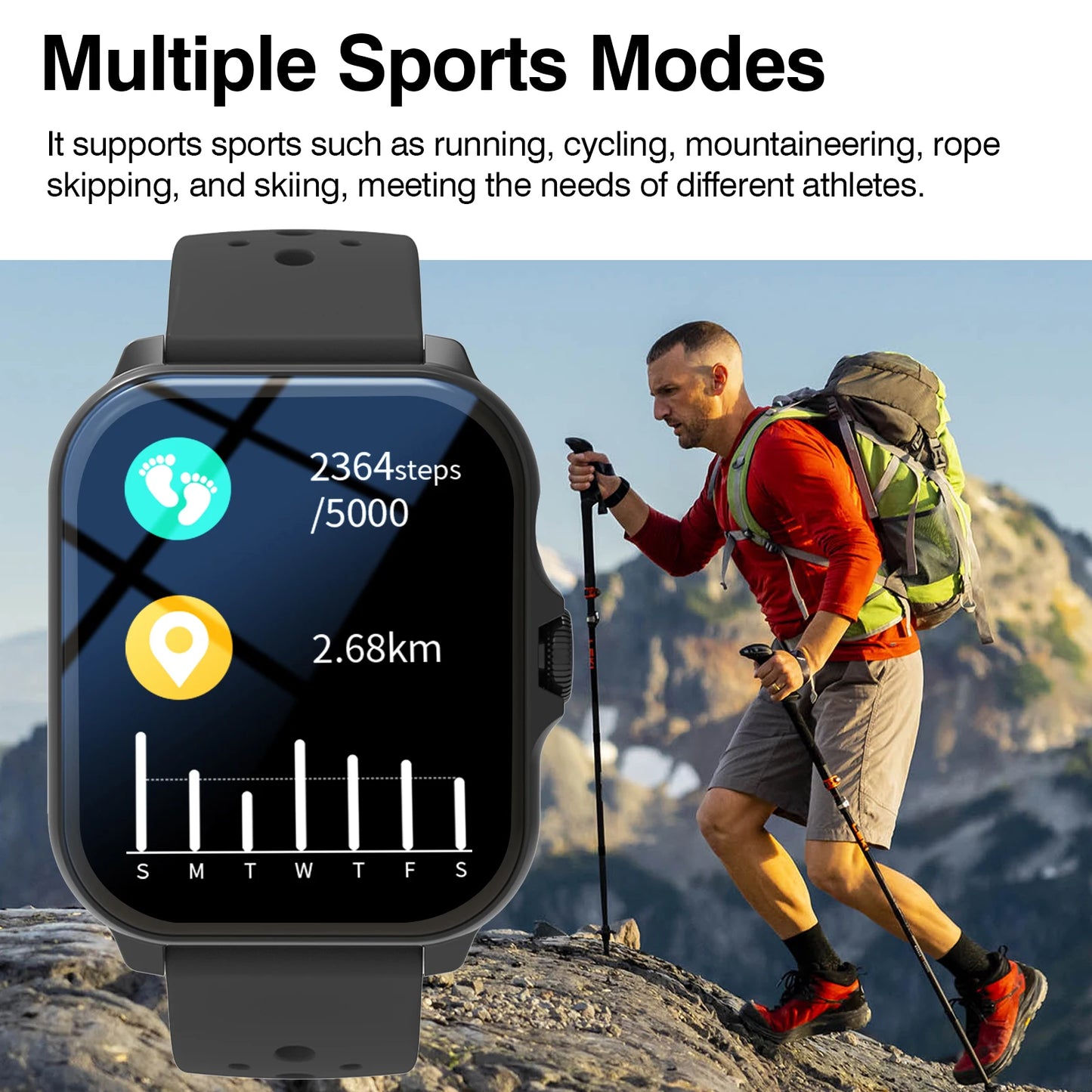 New Smart Watch for Men and Women,Wireless Calling,Multiple Sports Modes,LED Lighting,Weather Forecast,Music,For IPhone & Android, Modern Style,HD Screen Display, Ideal Gift