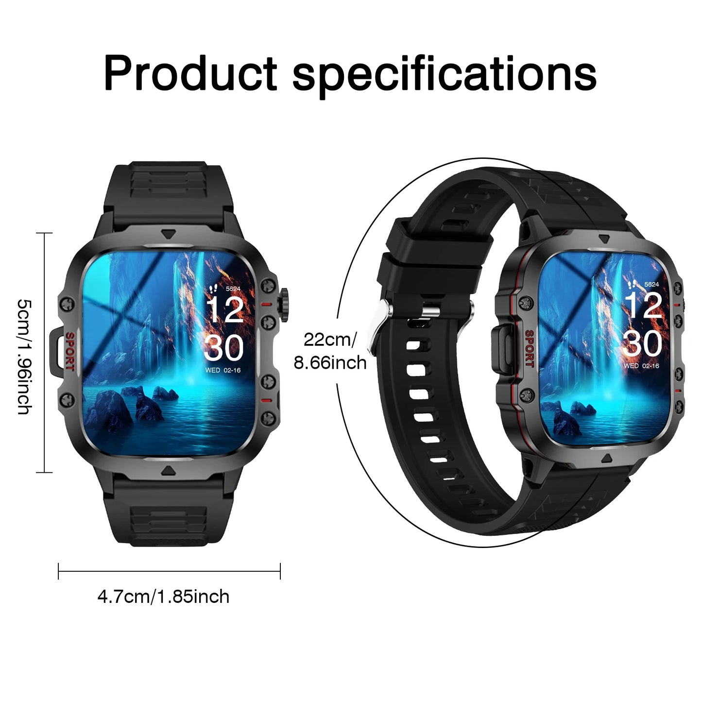 Smartwatch Men Flashlight Waterproof Outdoor Sport Tracker HD Bluetooth Call Smart Watch