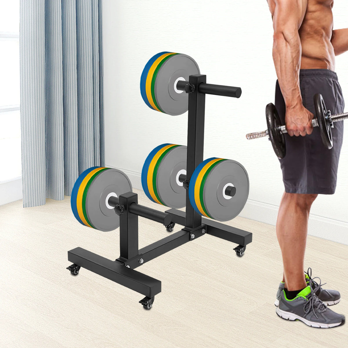 Heavy Duty Steel Weight Plate Storage Rack With Six Pegs