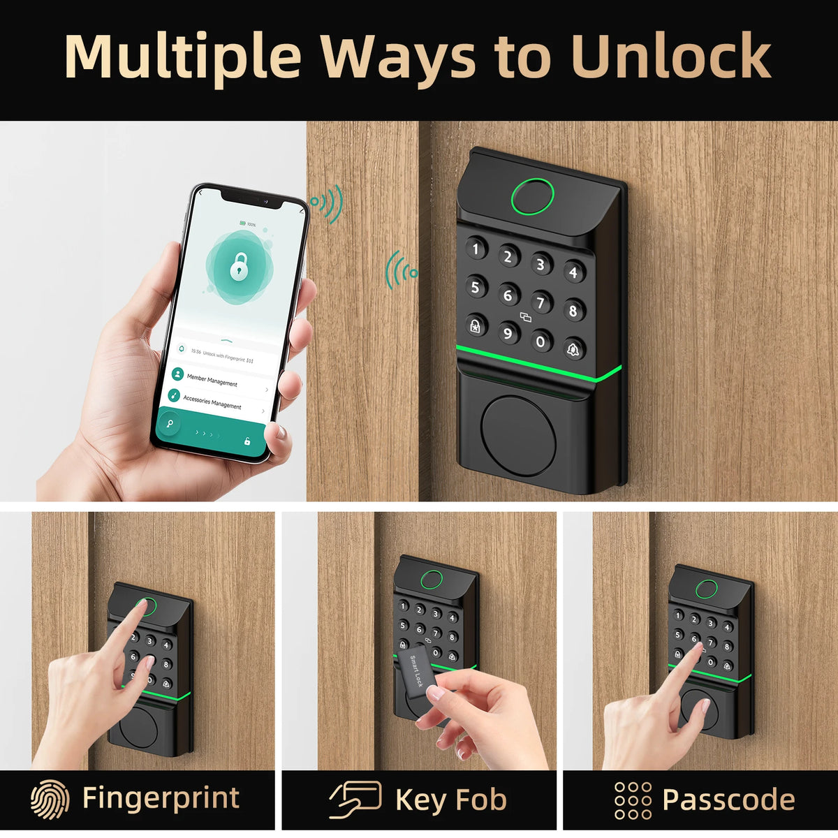 Viladepot Smart Lock Fingerprint Door Lock, App Control, Passcode Unlock ,Electronic Touchscreen, Keypad Smart Door Handel