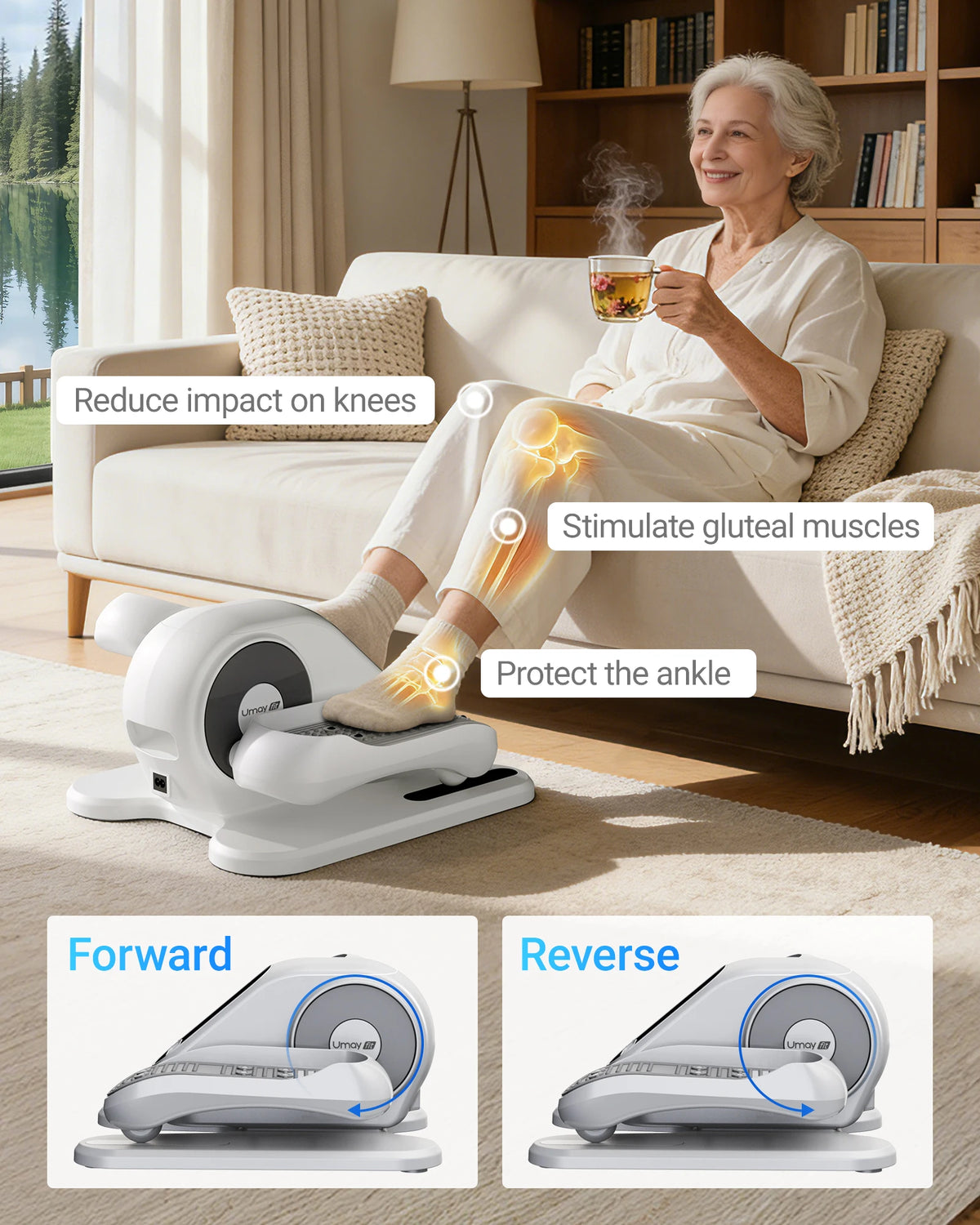 UMAY Under Desk Electric Elliptical Seated Pedal Exerciser With Remote Control
