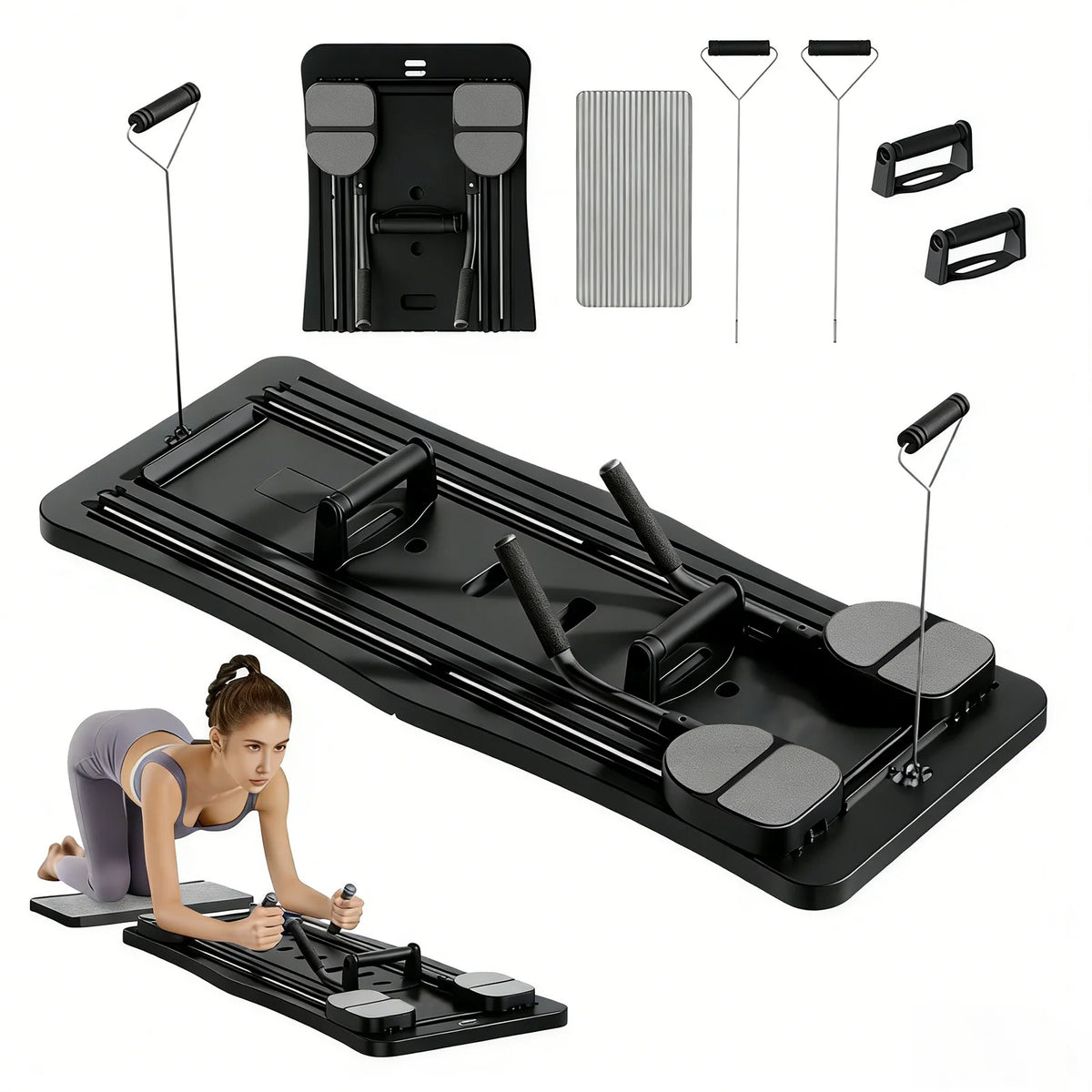 Foldable Multifunctional Workout Board with Resistance Bands and Core Trainer