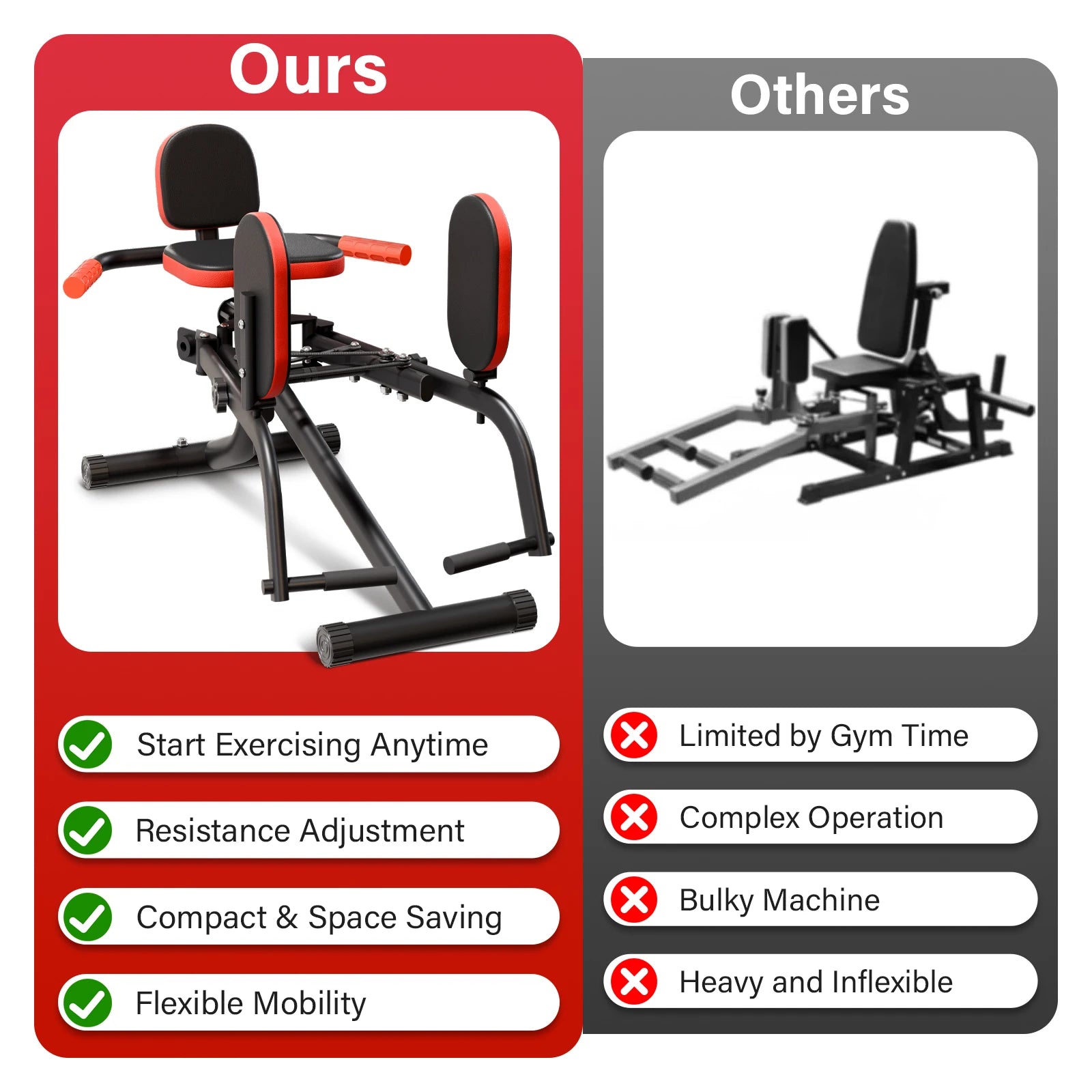 Foldable Dual Motion Home Hip Thigh Exercise Equipment