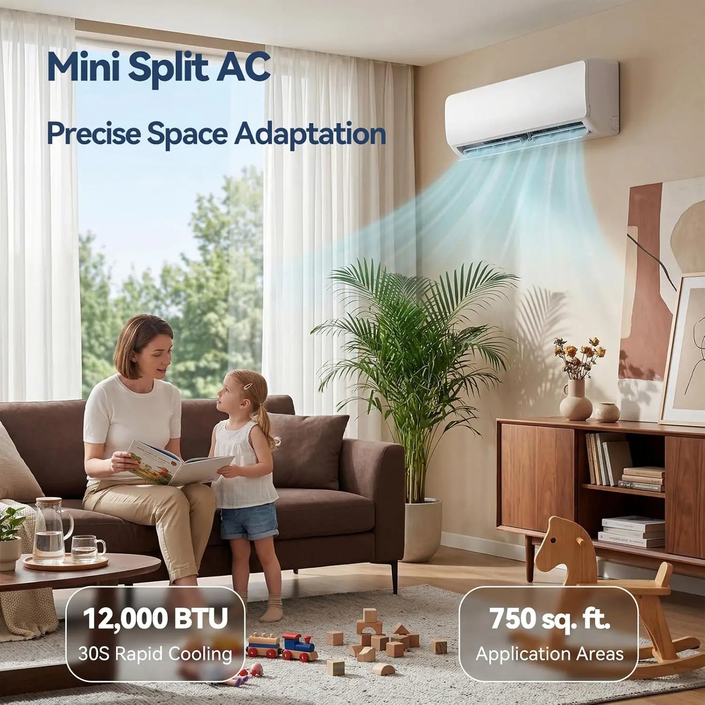 12,000 BTU Mini Split AC/Heating System, 230V Inverter Ductless Air Conditioner with Heat Pump, 17 SEER2 Cools up to 750 Sq. Ft,
