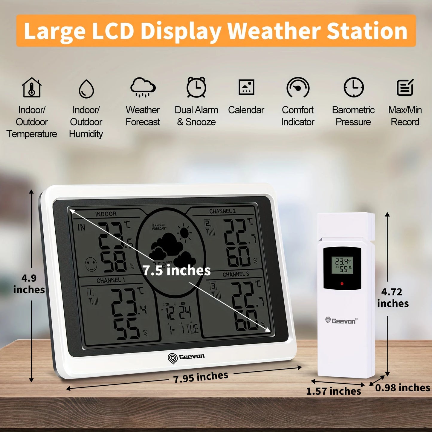 Geevon Weather Station Indoor Outdoor Thermometer