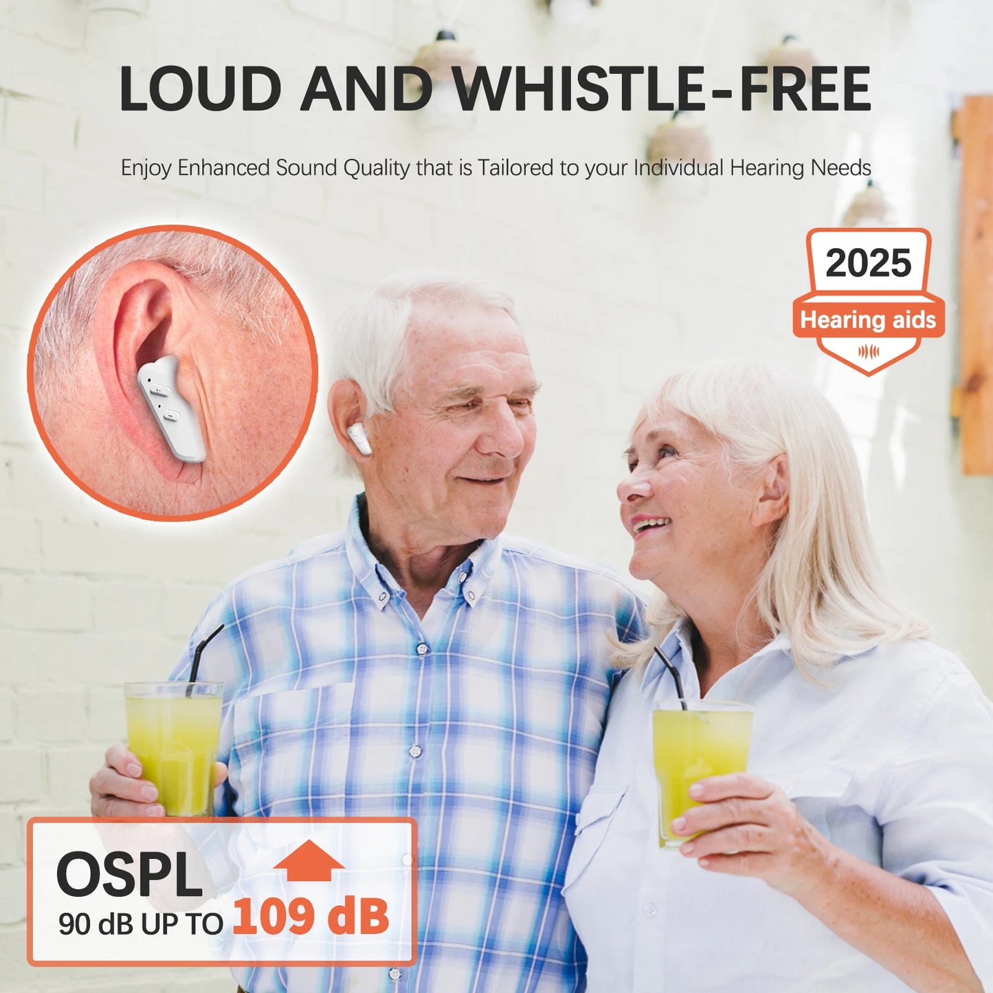 JINGHAO 1 Pair Rechargeable Hearing Aids Auto On/Off with Fast Charging 16Hours Working Time Fashion Design