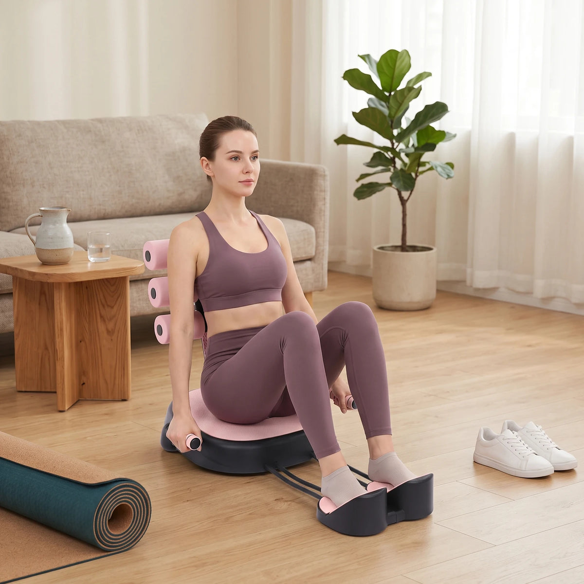Multifunctional Sit Up Trainer With Abdominal Support And Pull Ropes