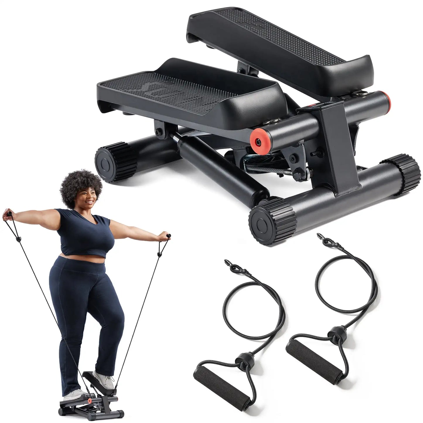 Mini Stepper with Resistance Bands and Free Fitness App Access