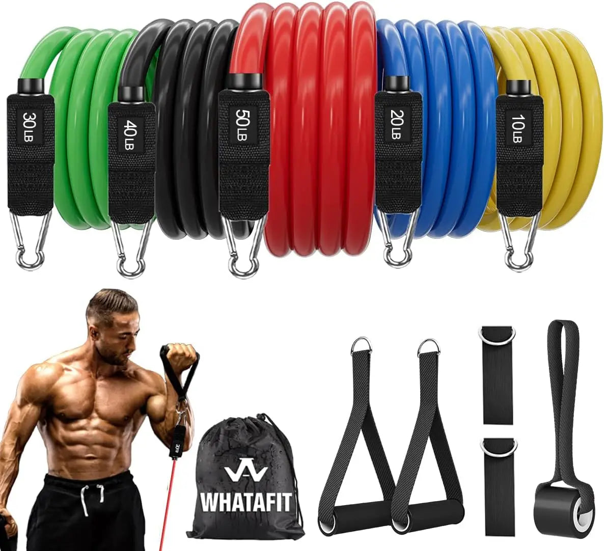 WHATAFIT Resistance Bands Set With Handles for Strength Training