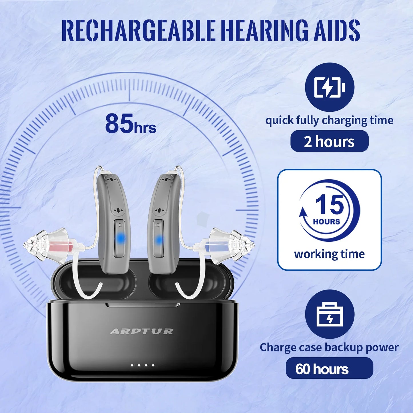 Bluetooth Hearing Aids for Seniors Rechargeable with Noise Cancelling APP Control Self-Fitting Wireless Music Stream Hand-free