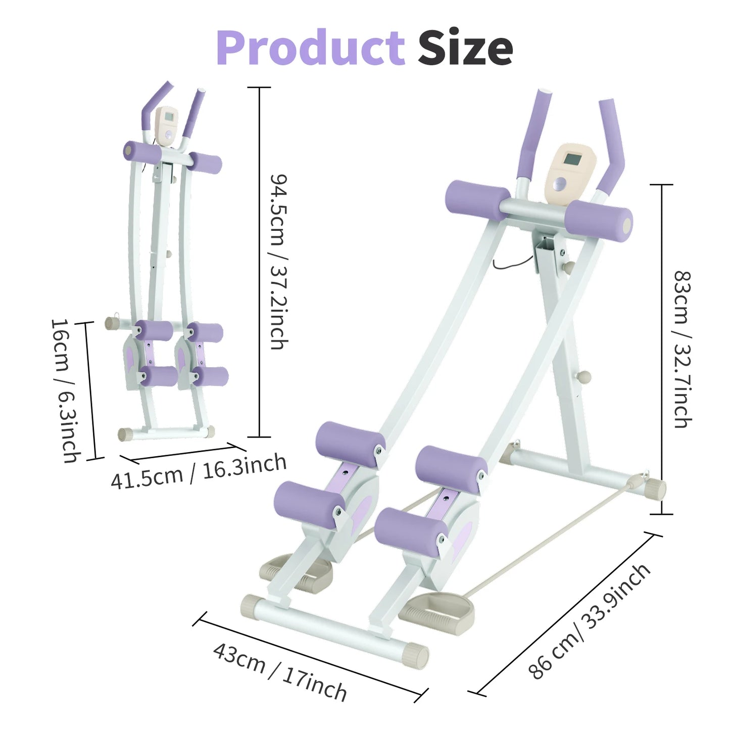 Abdominal Curling Exercise Machine Adjustable Dual Track Core Trainer Foldable