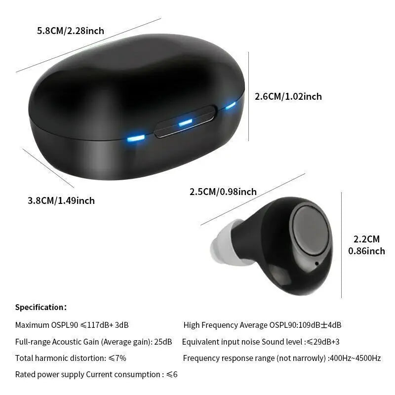 JINGHAO Hearing Aid Invisible Digital In-Ear Enhancer Sound Voice Amplifier Rechargeable