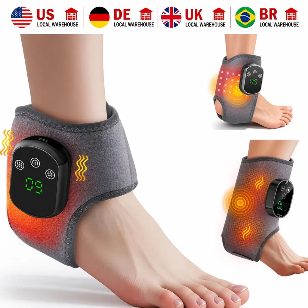 Heating Ankle Massage Belt Electric Hot Compress Vibration Massage Foot Ankle Guard Band Support Brace