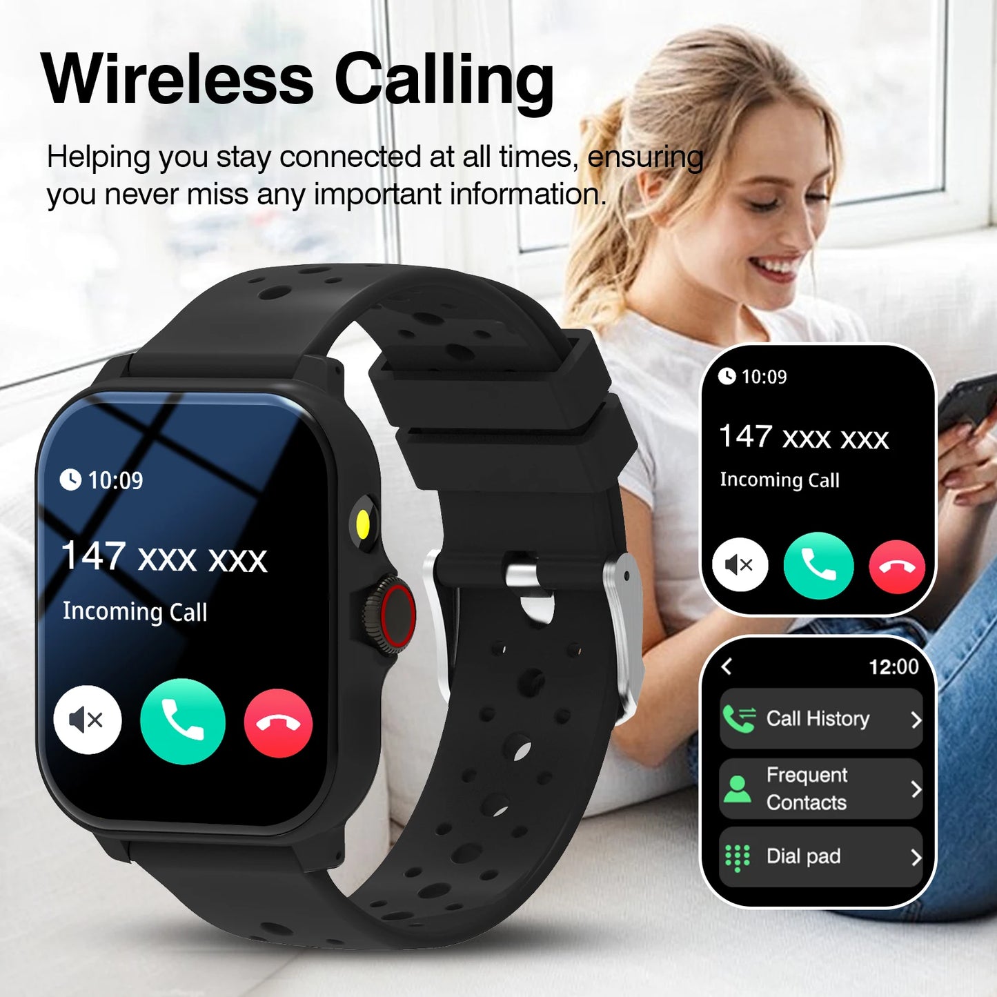 New Smart Watch for Men and Women,Wireless Calling,Multiple Sports Modes,LED Lighting,Weather Forecast,Music,For IPhone & Android, Modern Style,HD Screen Display, Ideal Gift