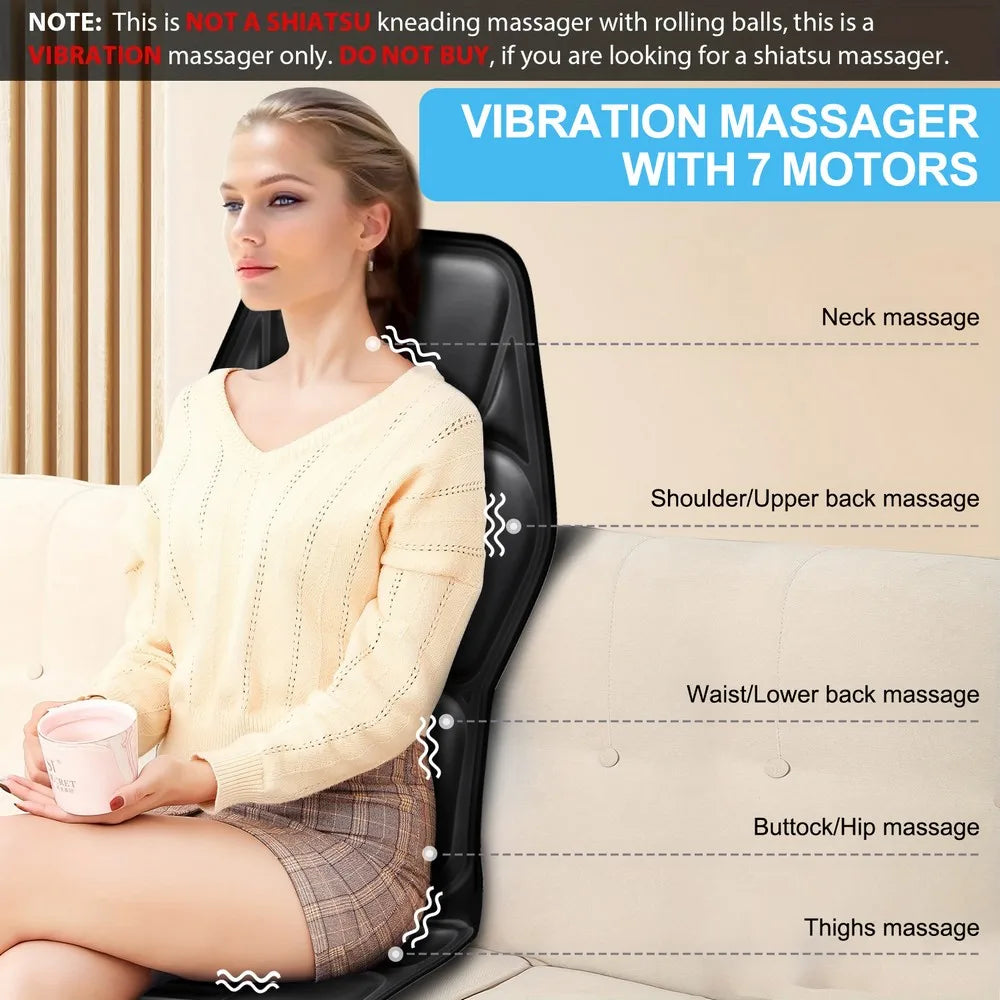 Massage Chair Pad with Heat, Back Massager Seat Cushion