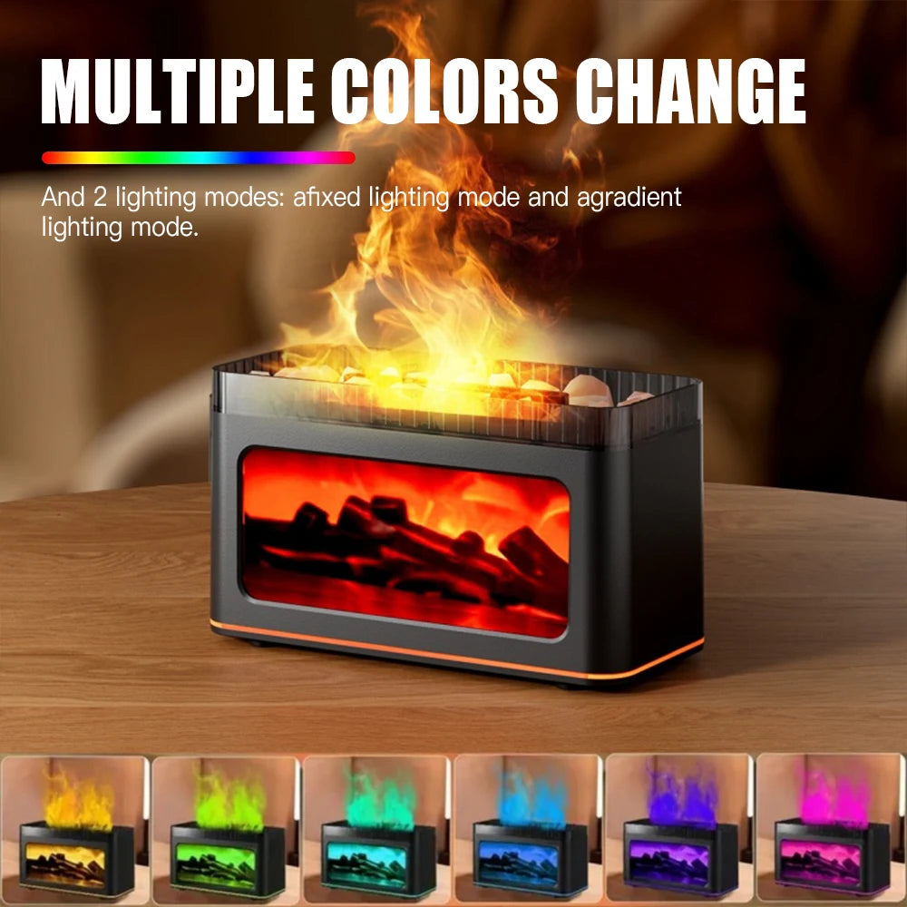 1/2X Simulated Flame Aromatherapy Machine, Essential Oil Humidifier, Color Atmosphere Lighting with Remote Control, Holiday Gift