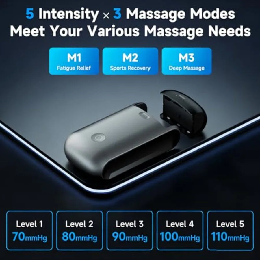 Leg Massager for Circulation and Pain Relief, Cordless Air Compression Boots in Black, Lightweight Recovery System with 3 Modes