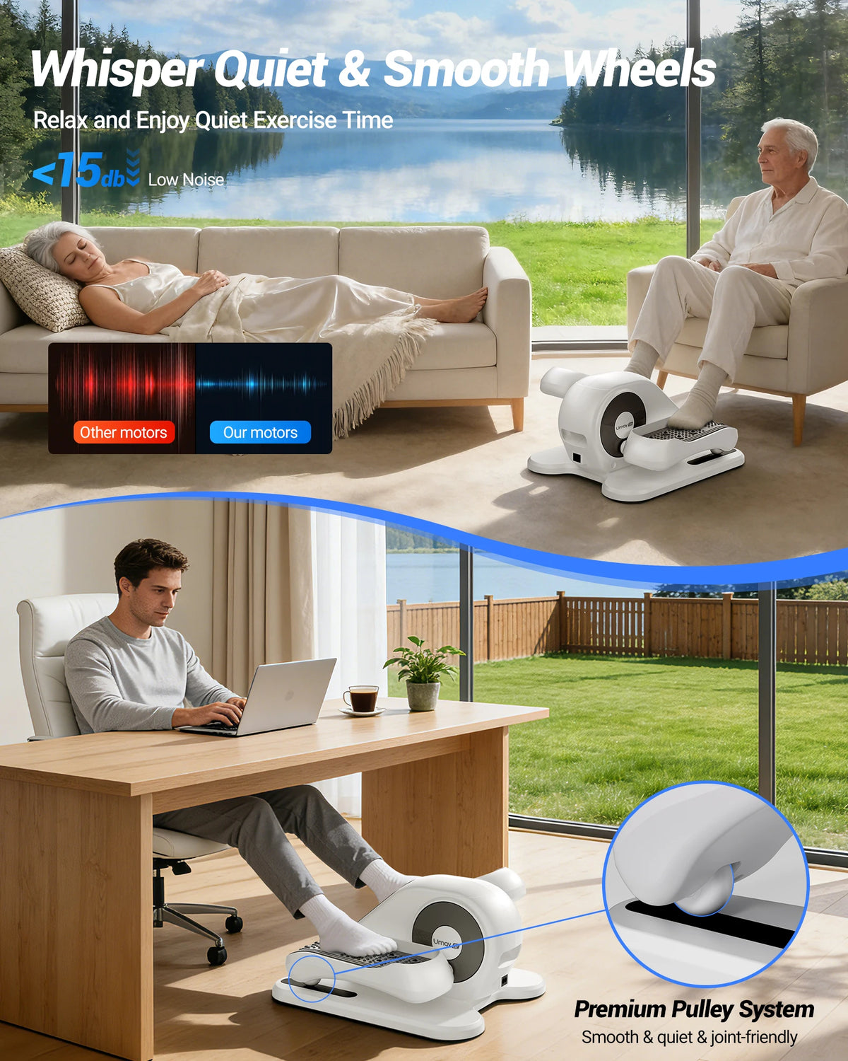 UMAY Under Desk Electric Elliptical Seated Pedal Exerciser With Remote Control