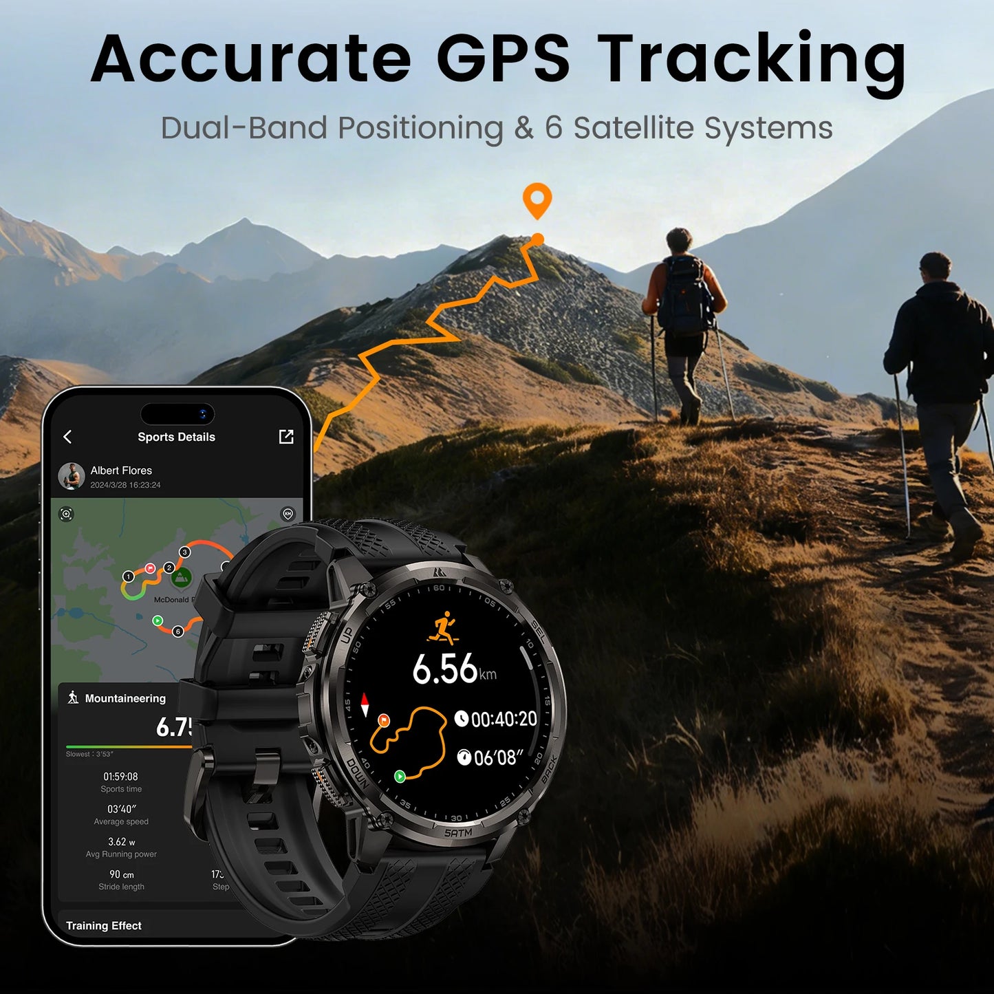 Kospe Tank T4C Rugged Smartwatch With GPS And Flashlight
