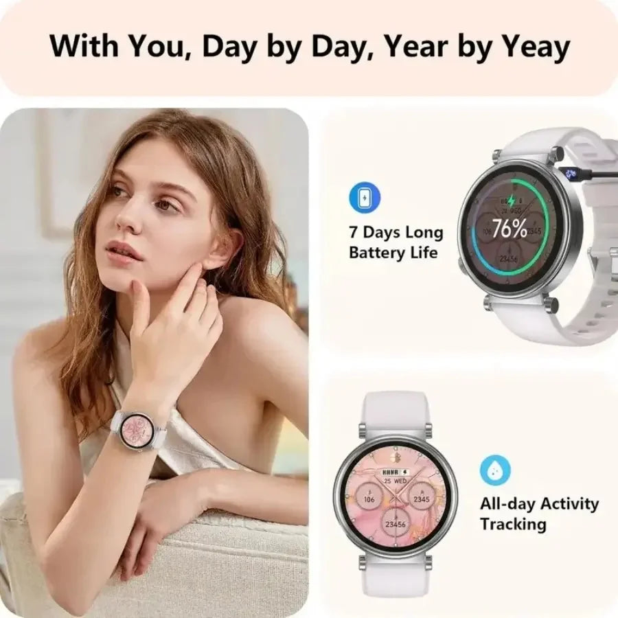 Smart Watch for Women, Fitness Tracker & Activity Tracker with Bluetooth Calls (Answer/Make), 1.8" HD/AMOLED Smartwatch for iOS/Android, 100+ Sport Modes, IP67 Waterproof, Heart Rate/SpO2/Sleep Monitor, 7 Bands