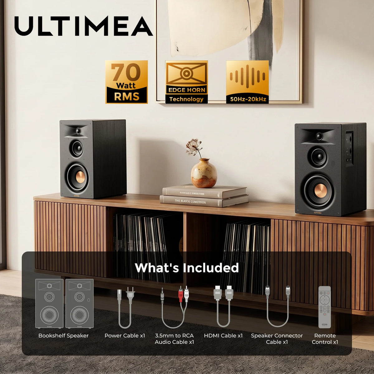 ULTIMEA 5.25'' Three-way Bookshelf Speakers, Home Theater Subwoofer,