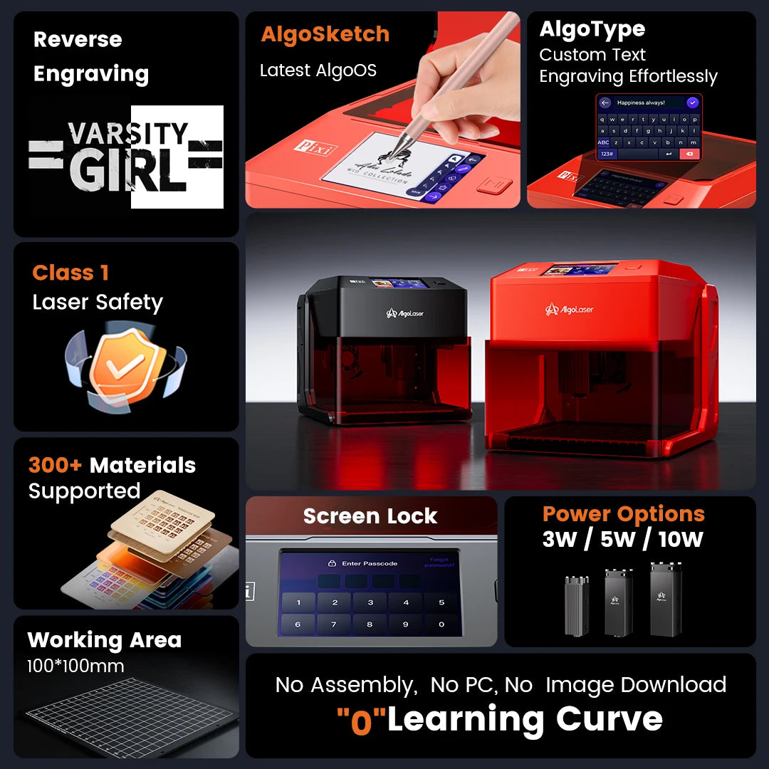 AlgoLaser PIXI Laser"Touch Screen Business Engraving Machine