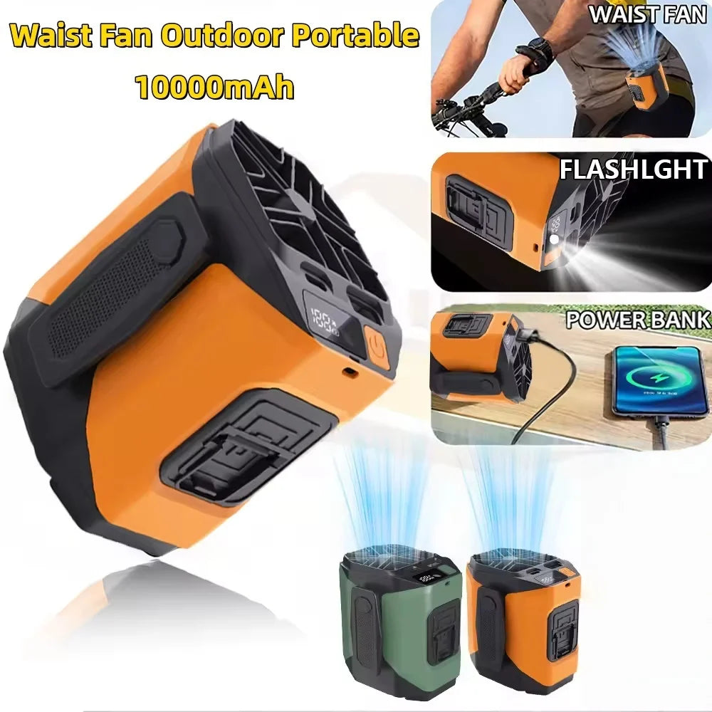 Portable Waist Fan With Strong Airflow For Travel And Camping