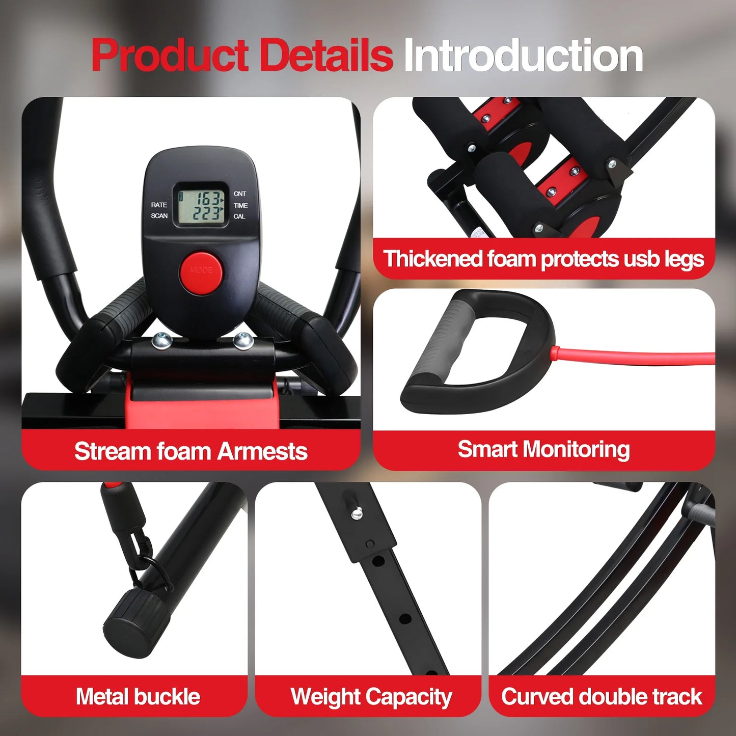 Abdominal Curling Exercise Machine Adjustable Dual Track Core Trainer Foldable