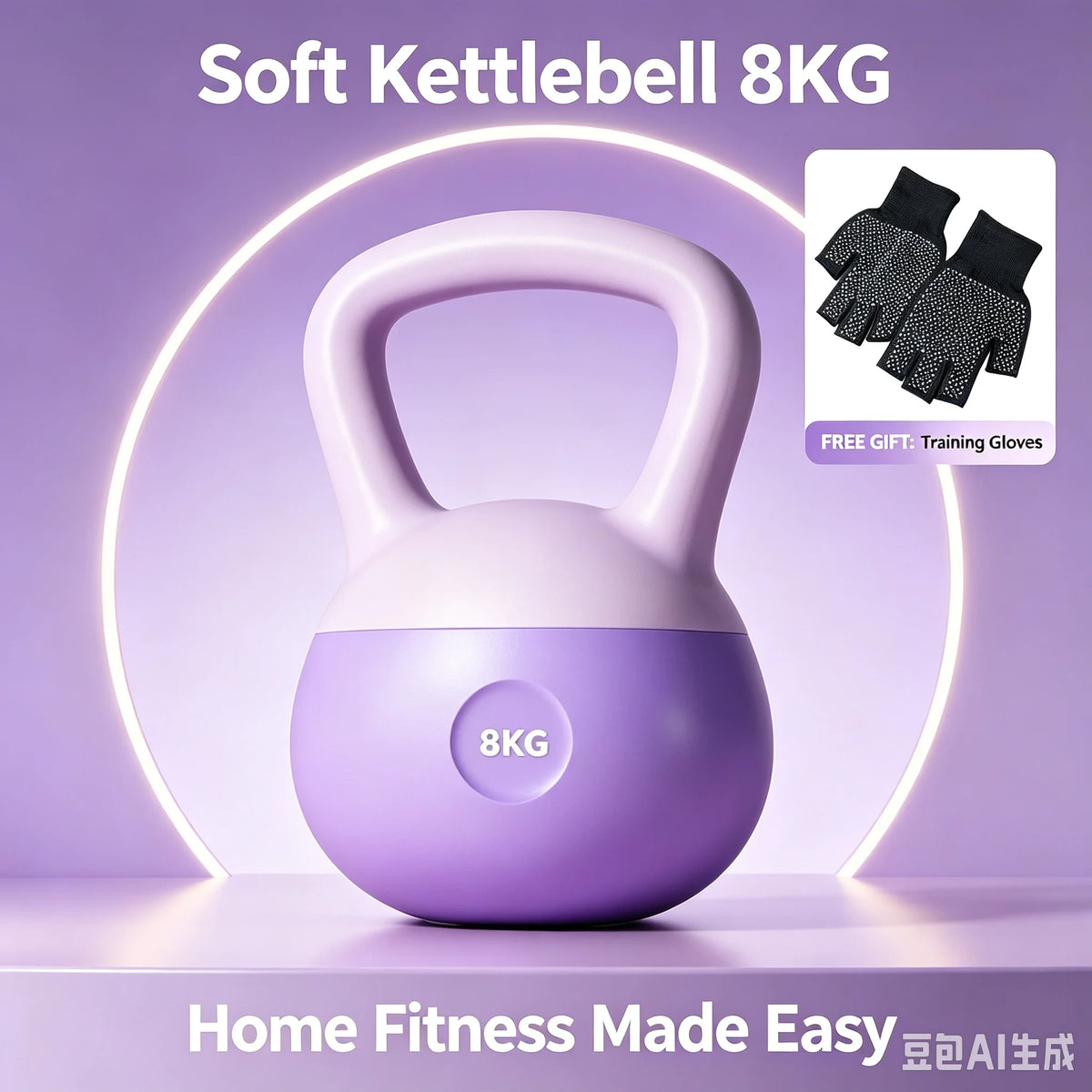 Soft Bottom Kettlebell With Fitness Gloves For Strength Training