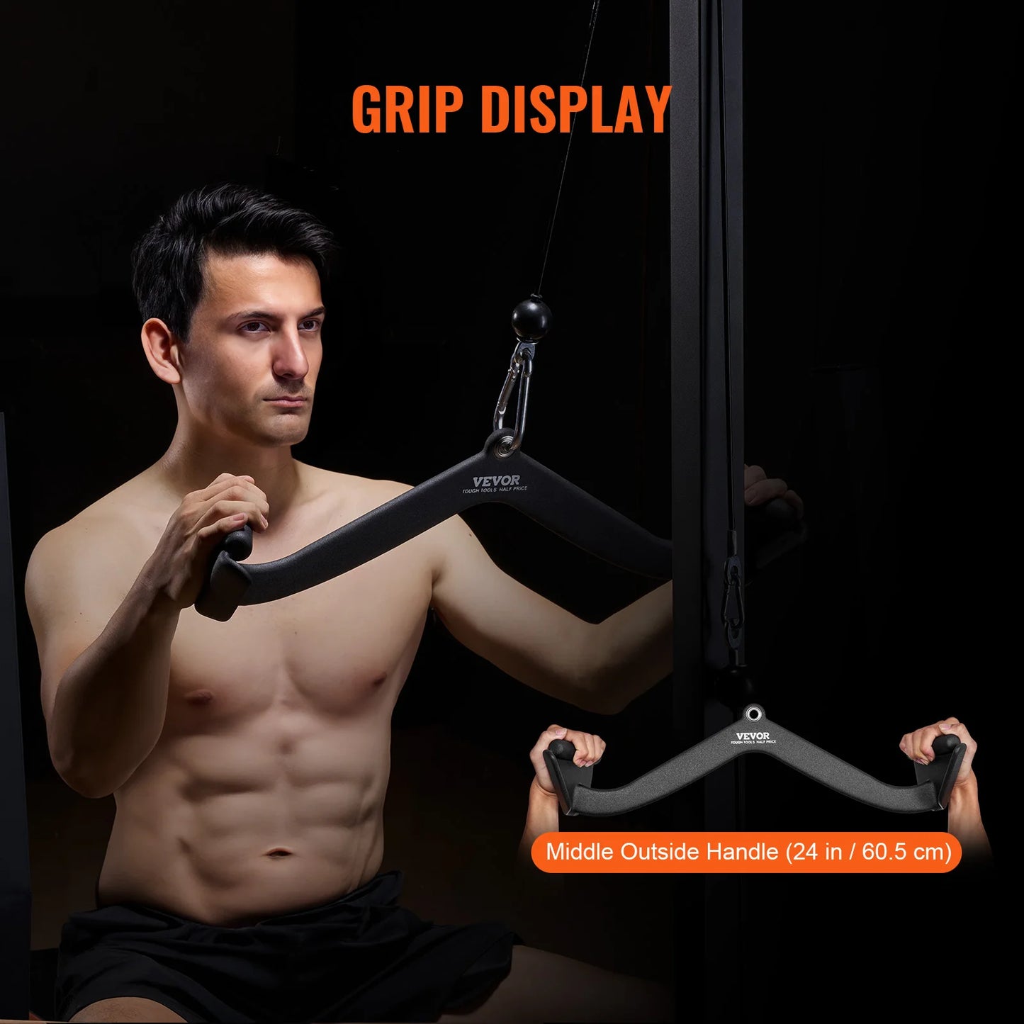 SucceBuy LAT Pulldown Attachment Cable Machine Rowing V-bar Tricep Pull Down Bar Back Strength TrainingRubber Coated HandleGrip