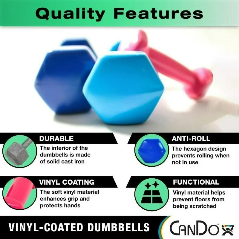 Vinyl Coated Cast Iron Dumbbell for Strength Training Upper Body Workouts