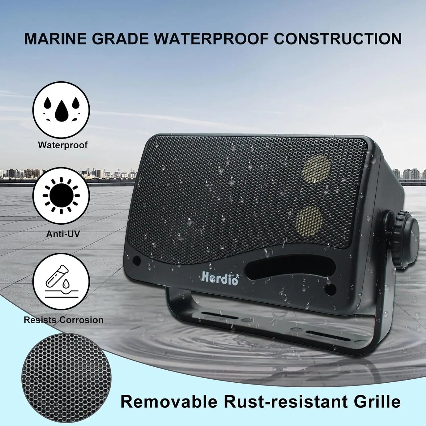 Herdio 3.5'' 2PCS Passive Outdoor Speakers Wired Waterproof 200W 3 Way Premium Mountable Wall Mount Speakers With Superior Sound
