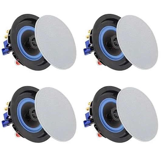 Herdio 4 " 320 Watts 2-Way Bluetooth Ceiling Speakers For Home Theater System Living Room Flush Mount Subwoofer 4 Speaker