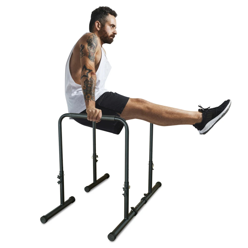 Adjustable Power Tower Dip Station with Detachable Folding Bench