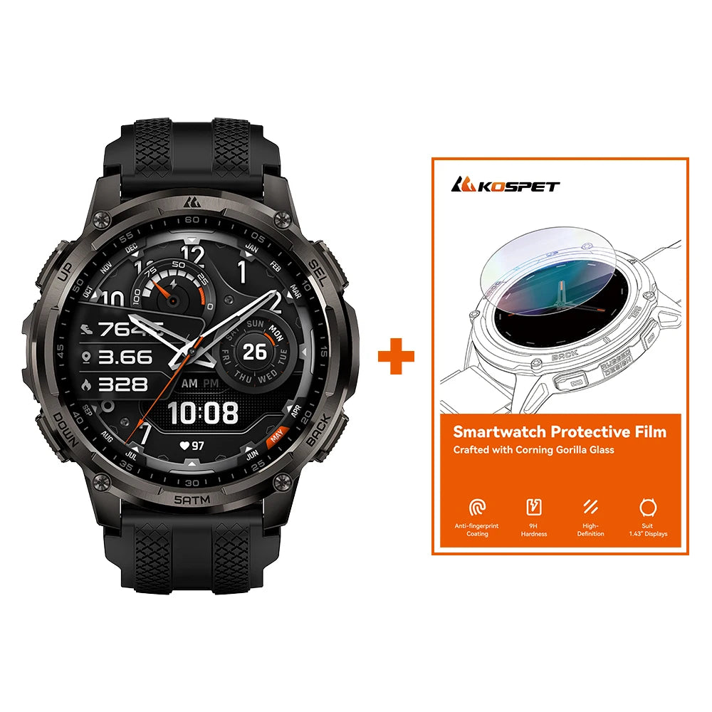KOSPET Tank T4C Smartwatch Rugged Outdoor GPS Fitness Tracker
