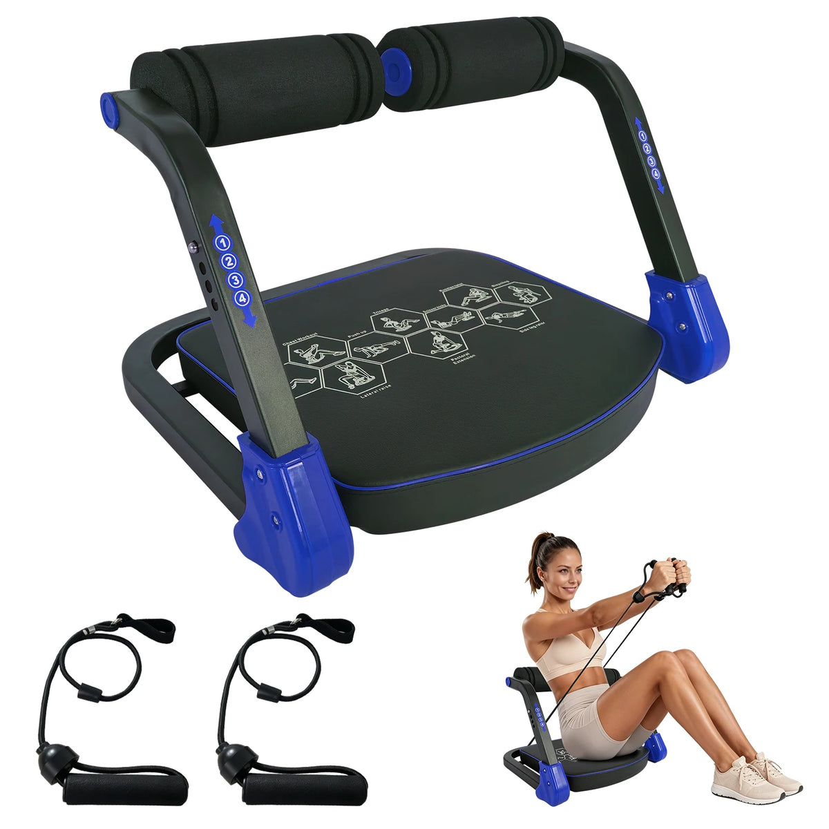Core Trainer Abdominal Machine With Resistance Bands for Home Gym