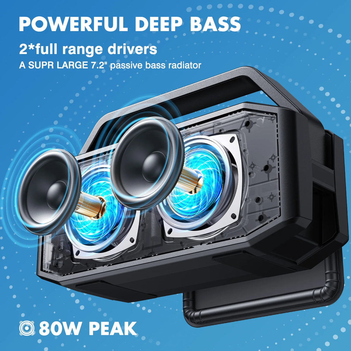 W-KING D9-1 Deep Bass Bluetooth Speaker, IPX6 Portable Waterproof, Wireless with Subwoofer