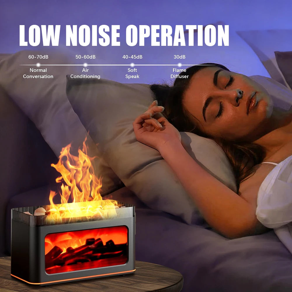 1/2X Simulated Flame Aromatherapy Machine, Essential Oil Humidifier, Color Atmosphere Lighting with Remote Control, Holiday Gift