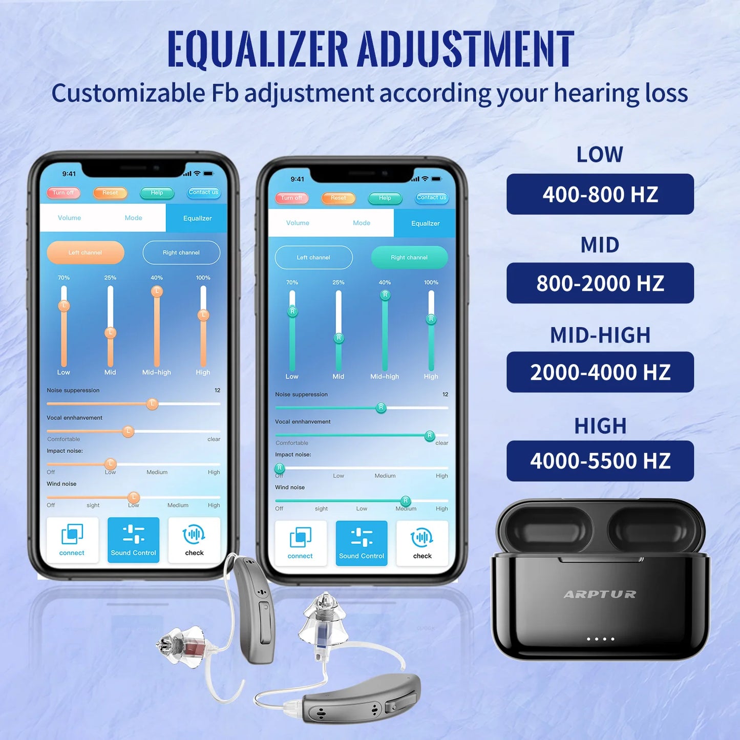 Bluetooth Hearing Aids for Seniors Rechargeable with Noise Cancelling APP Control Self-Fitting Wireless Music Stream Hand-free