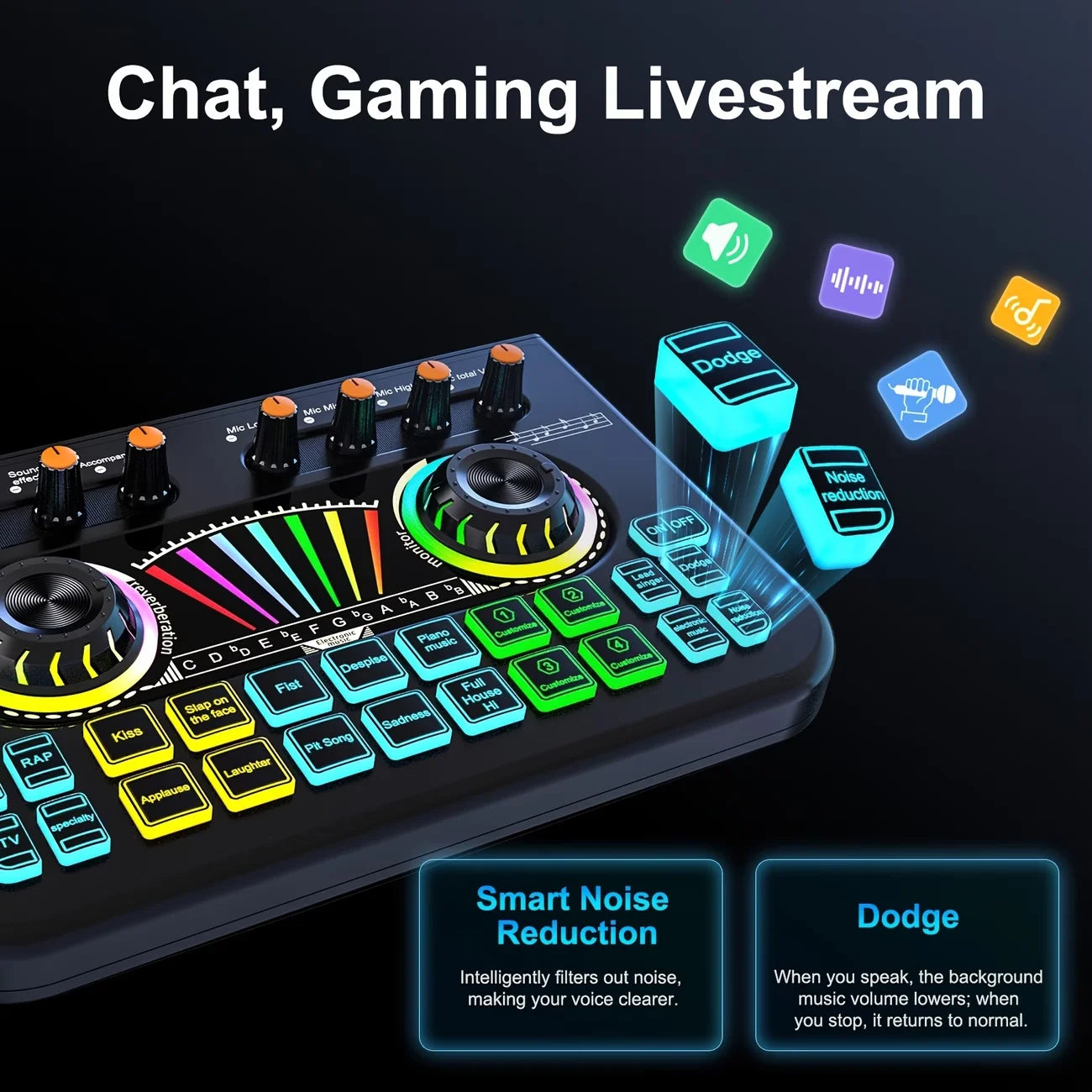 Tenlamp Mic Mixer Set Podcast Influencer KOL Singing Gaming DJ Mixing Station Controller Equipment Studio Recording Electronic Music Mixer Power Karaoke Machine Available Dynamic Condenser Wireless Microphone Portable Microfo
