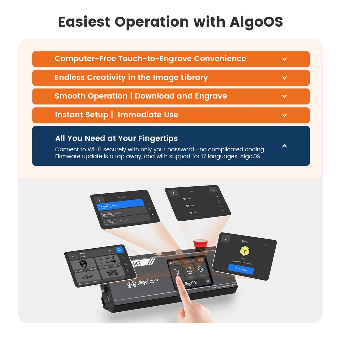 AlgoLaser DIY KIT MK2 10W Diode & 2W IR Dual Laser Engraver, Built-in 3.5" Touch Screen, 12000mm/m,  Metal Engraver On-Site & Small-Batch Ready Metal Laser Engraver