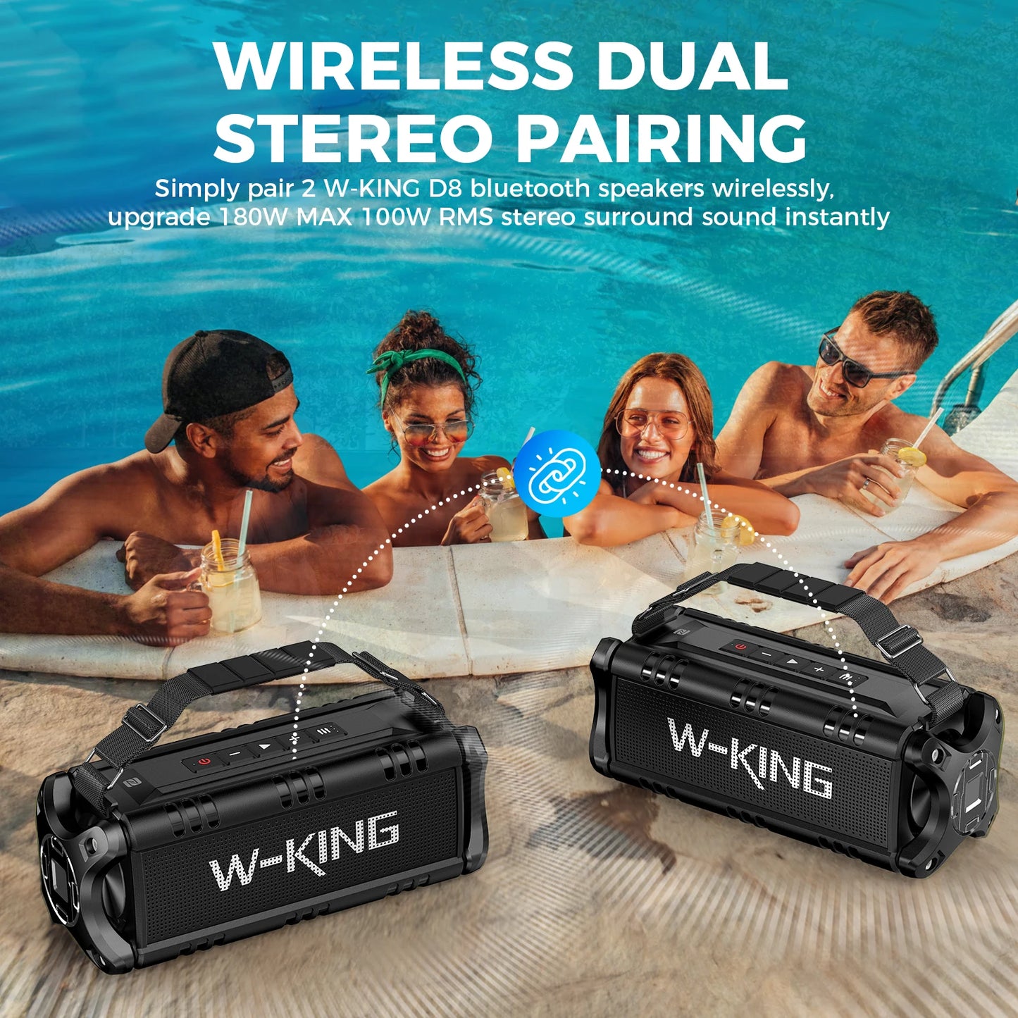 W King D8 Bluetooth Speaker 50W RMS IPX6