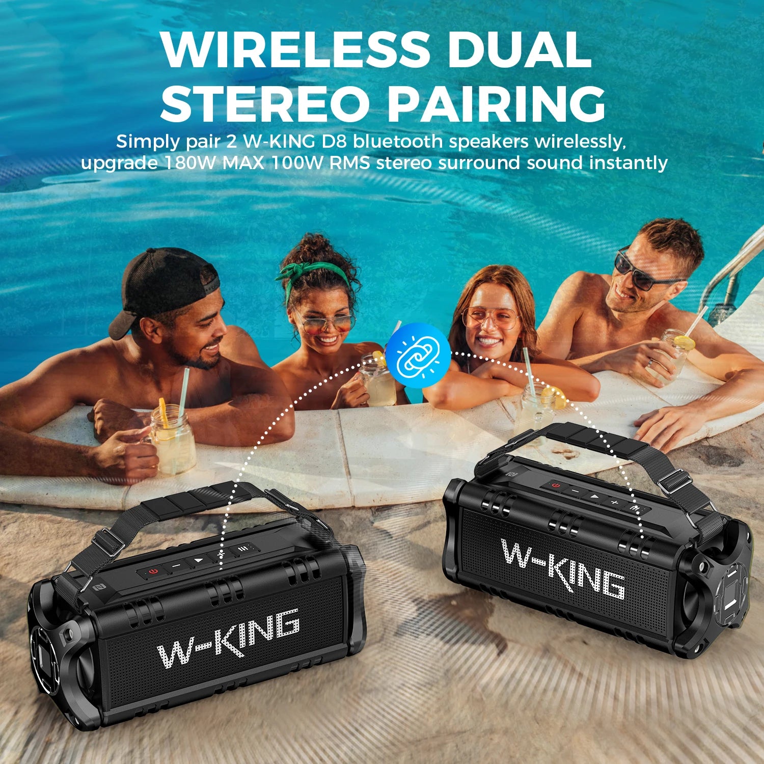 W King D8 Bluetooth Speaker 50W RMS IPX6
