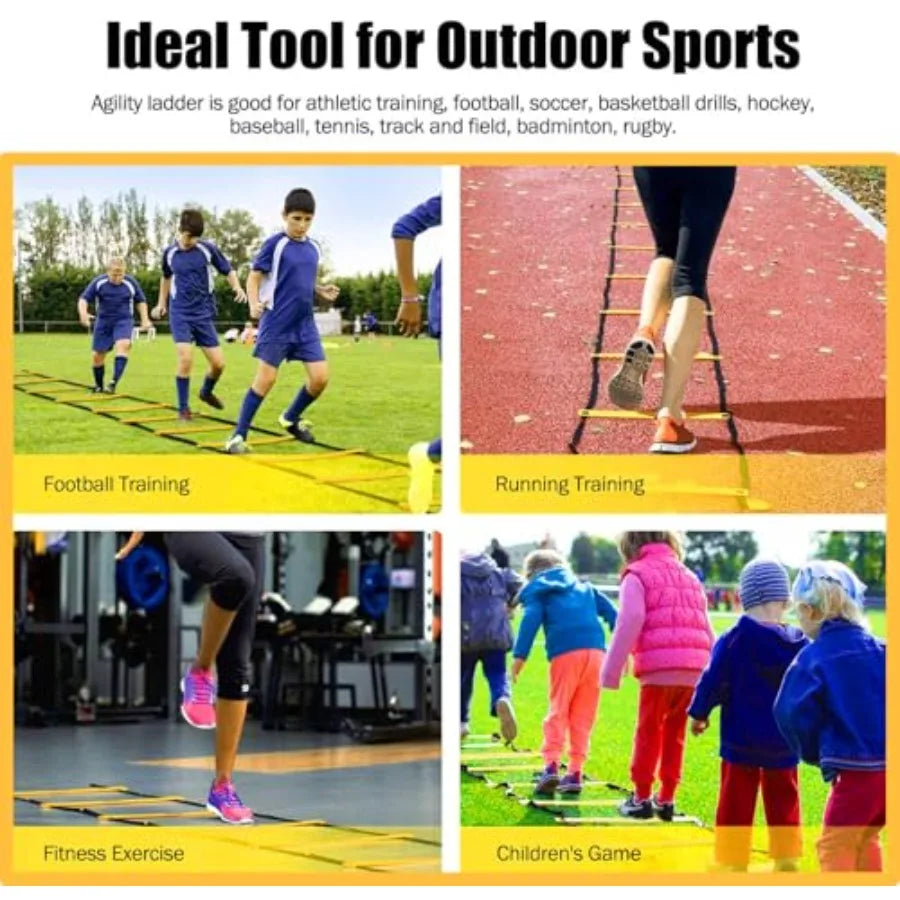 Agility Training Kit With Ladder Hurdles Cones Jump Rope Parachute