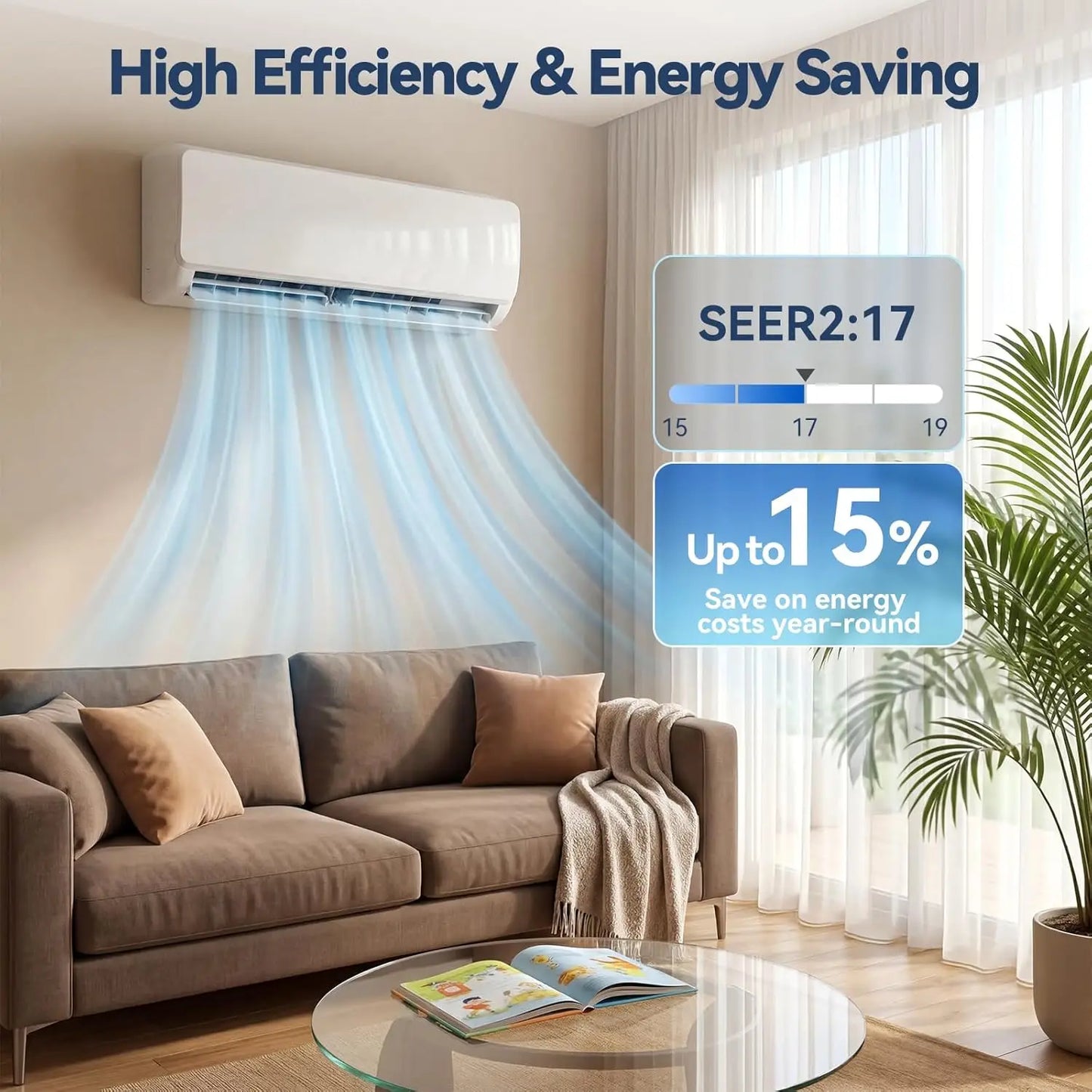 12,000 BTU Mini Split AC/Heating System, 230V Inverter Ductless Air Conditioner with Heat Pump, 17 SEER2 Cools up to 750 Sq. Ft,