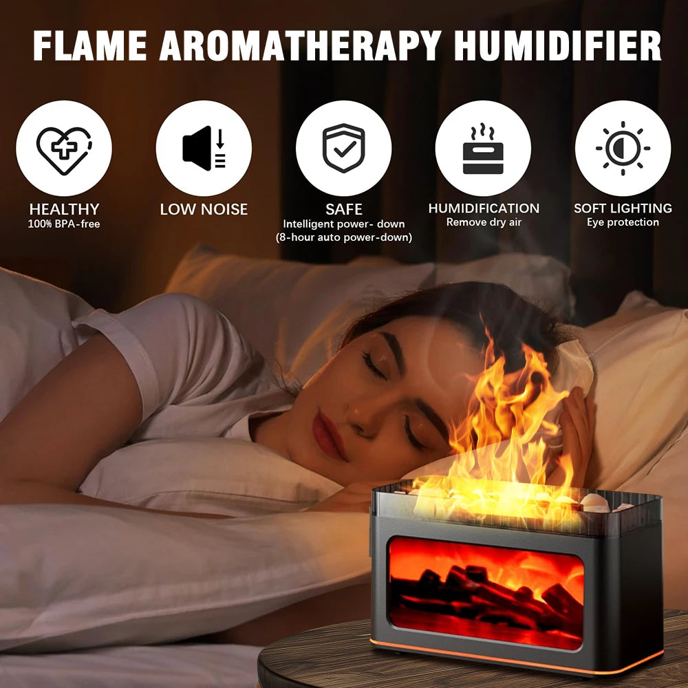 1/2X Simulated Flame Aromatherapy Machine, Essential Oil Humidifier, Color Atmosphere Lighting with Remote Control, Holiday Gift