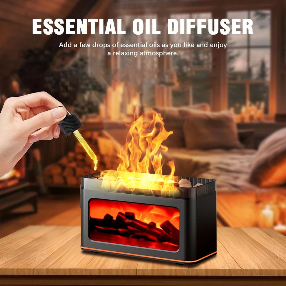 1/2X Simulated Flame Aromatherapy Machine, Essential Oil Humidifier, Color Atmosphere Lighting with Remote Control, Holiday Gift