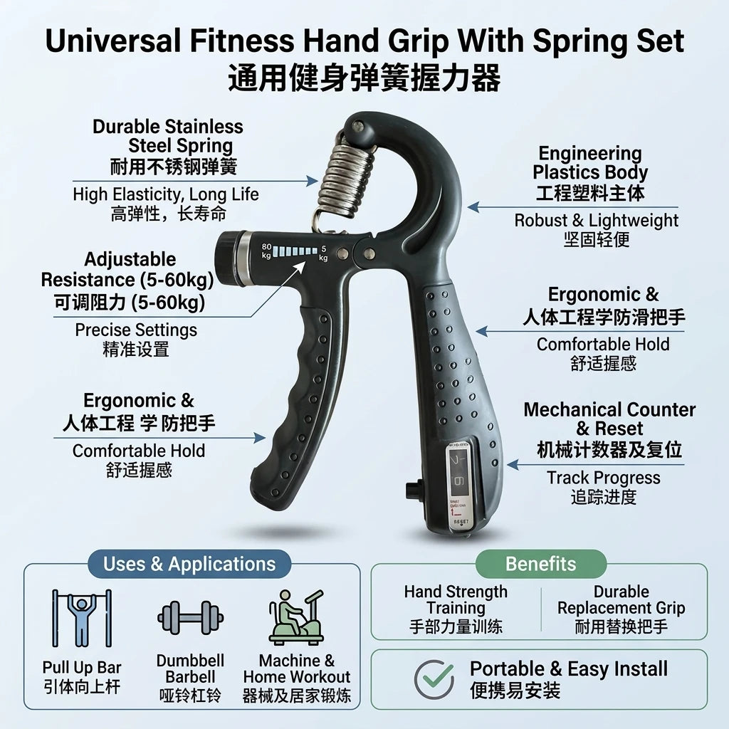 Universal Fitness Hand Grip With Spring Set For Strength Training