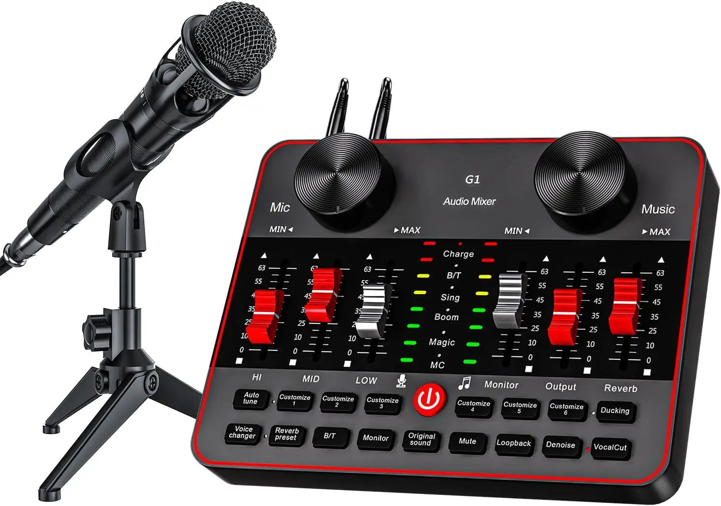 Tenlamp Professional Live Sound Card Audio Full Set USB Studio Mixer,Podcast Equipment Bundle Kit for 4 People with 3.5mm Condenser Microphone for Pc/Phone Live Streaming Gaming Singing