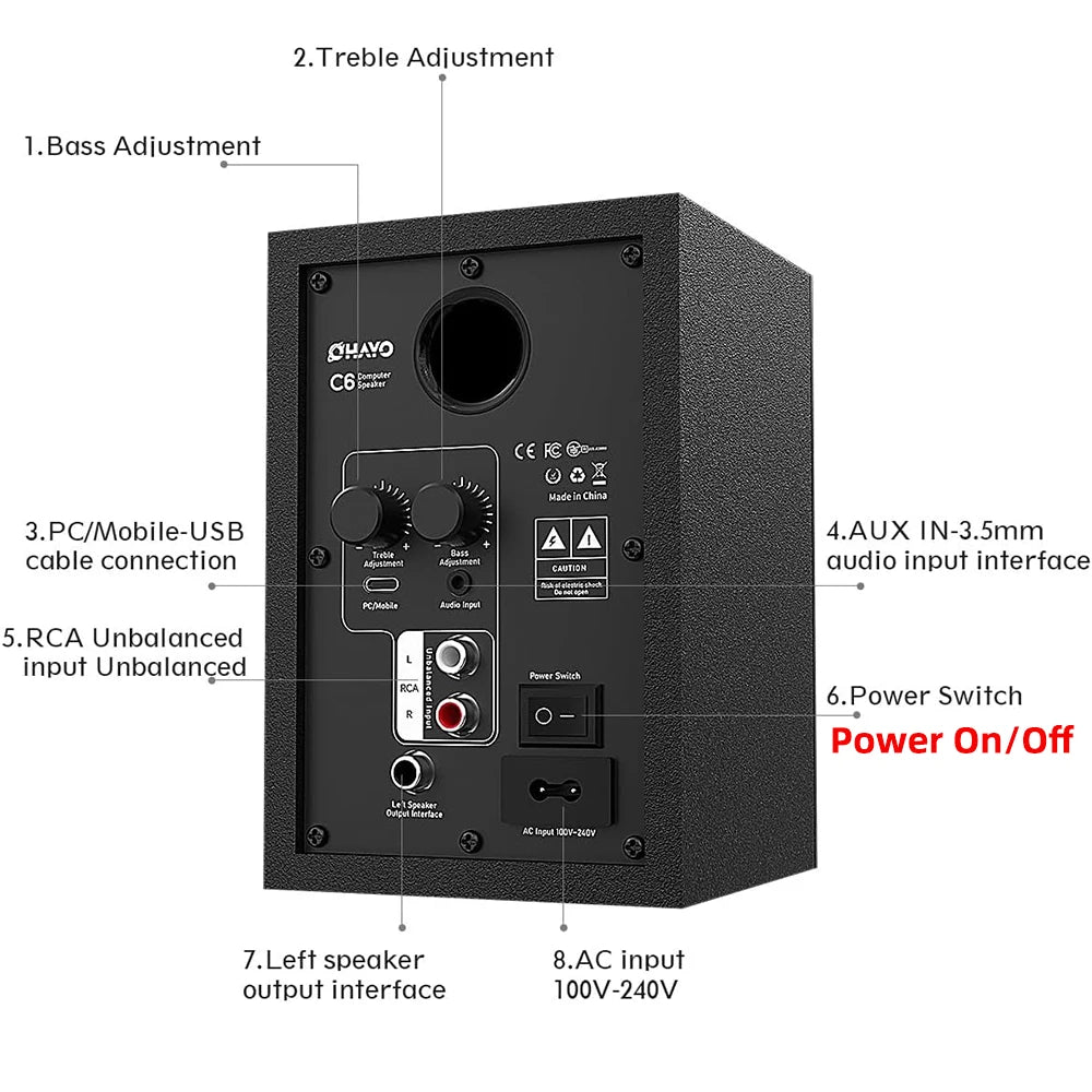 OHAYO Active Bluetooth 5.3 Bookshelf Speakers